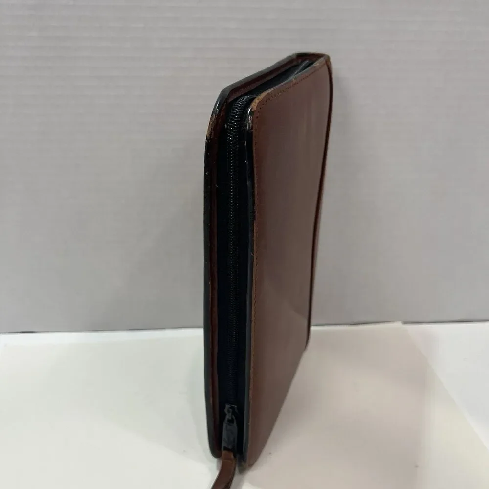 Scully Medium Planner/Address Book Brown Leather Zippered 9.5” X 6” 2010